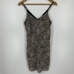 Via Signoria Leopard Print Slip Dress Womens S Made in Italy Animal Print V-Neck